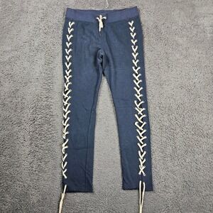 Pam & Gela Raw Edge Step Hem Crop Pant w Lace Up NEATN‎ Women's P